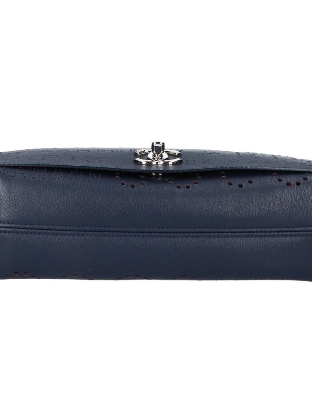 Chanel Perforated Logo Single Flap Chain Bag Navy - Picture 5 of 8